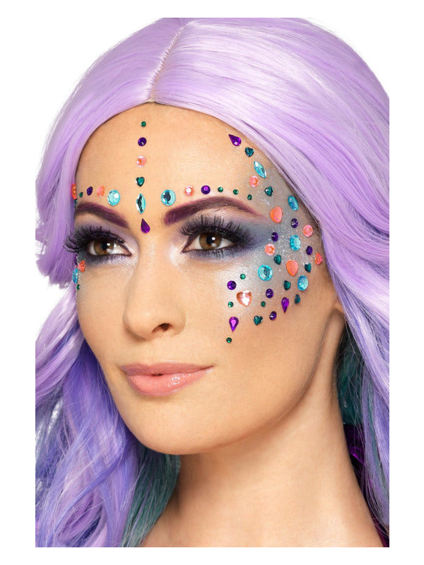 Smiffys Make-Up FX, Pastel Jewel Face Gems, Purple Dress Loud