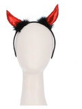 Metallic Devil Horn Headband, Red & Black Dress Loud