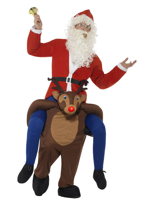 Piggyback Reindeer Rudolf Costume, Brown Dress Loud