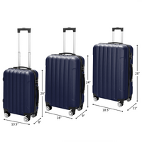 3 Pcs Suitcase Lightweight ABS Carry-on Hand Luggage 4 Spinner Wheels Trolley Case Dress Loud