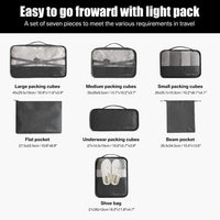 7pcs Packing Cubes Luggage Storage Organiser Travel Compression Suitcase Bags Dress Loud