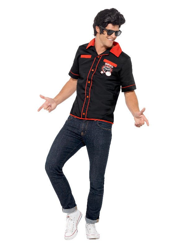 50s Bowling Shirt, Black Dress Loud
