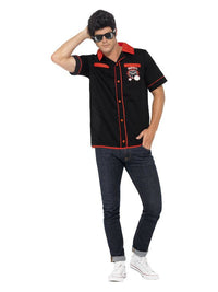 50s Bowling Shirt, Black Dress Loud