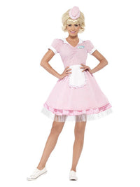 50s Diner Girl Costume, Pink Dress Loud