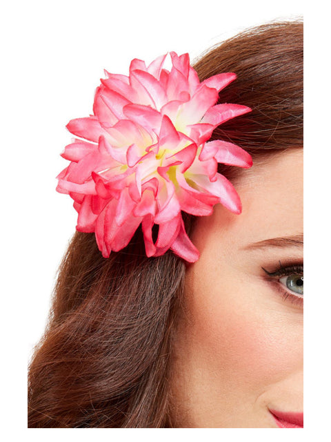 Tropical Hawaiian Flower Hair Clip, Pink Dress Loud