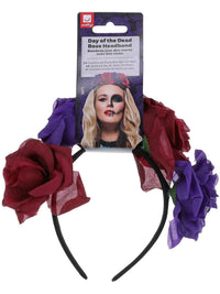Day of the Dead Rose Headband, Multi-Coloured Dress Loud