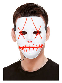 Stitch Face Mask, Neon Light Up, White Dress Loud