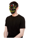 Stitch Face Mask, Green Neon Light Up, Black Dress Loud