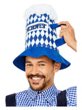 Beer Festival Beer Hat, Blue & White Chequered Dress Loud