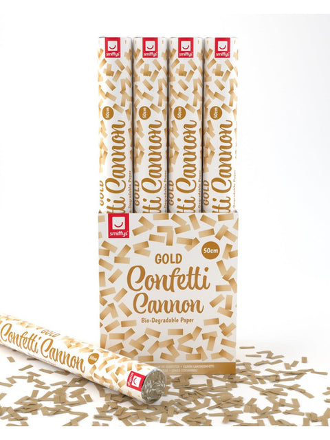 50cm Confetti Cannon, Gold, DB of 12 Dress Loud