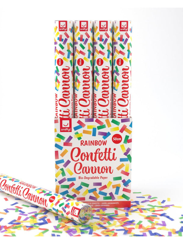50cm Party Time Confetti Cannon, Rainbow, DB of 12 Dress Loud