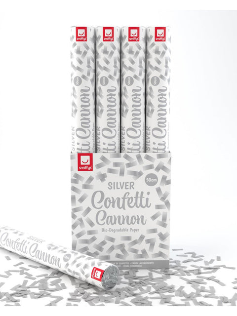 50cm Confetti Cannon, Silver, DB of 12 Dress Loud