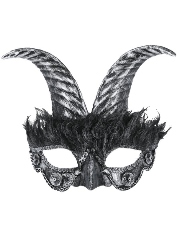 Silver Masquerade Horned Mask Dress Loud