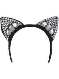 Jewelled Black Cat Ear Headband Dress Loud
