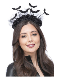 Gothic Rose & Bat Bopper Headband Dress Loud