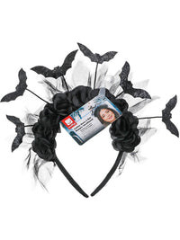 Gothic Rose & Bat Bopper Headband Dress Loud