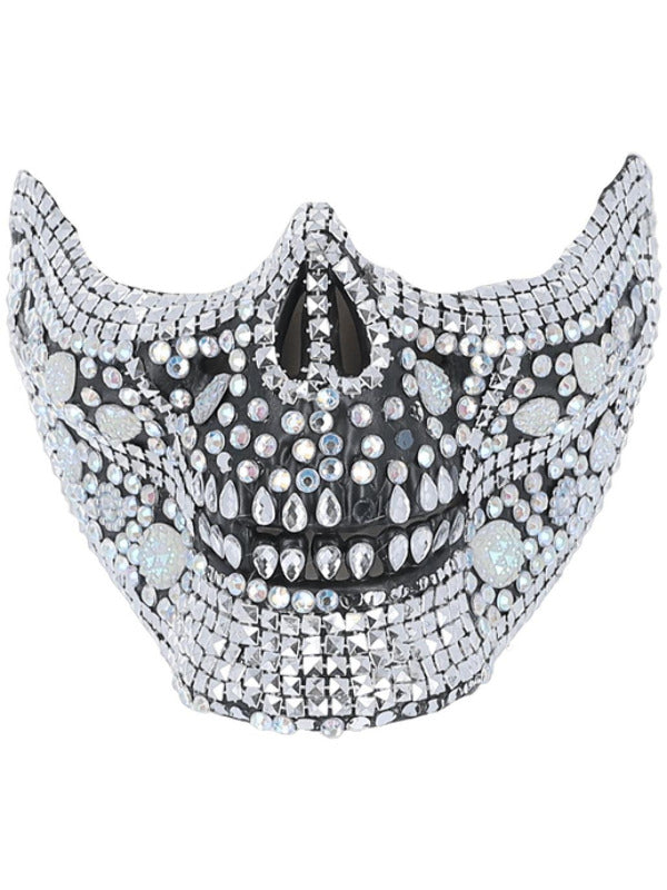 Deluxe Crystal Skull Half Face Mask Dress Loud