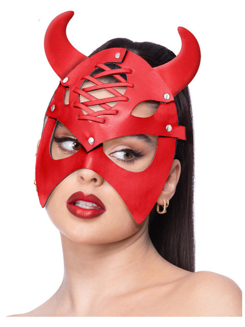 Fever Red Mock Leather Devil Mask Dress Loud