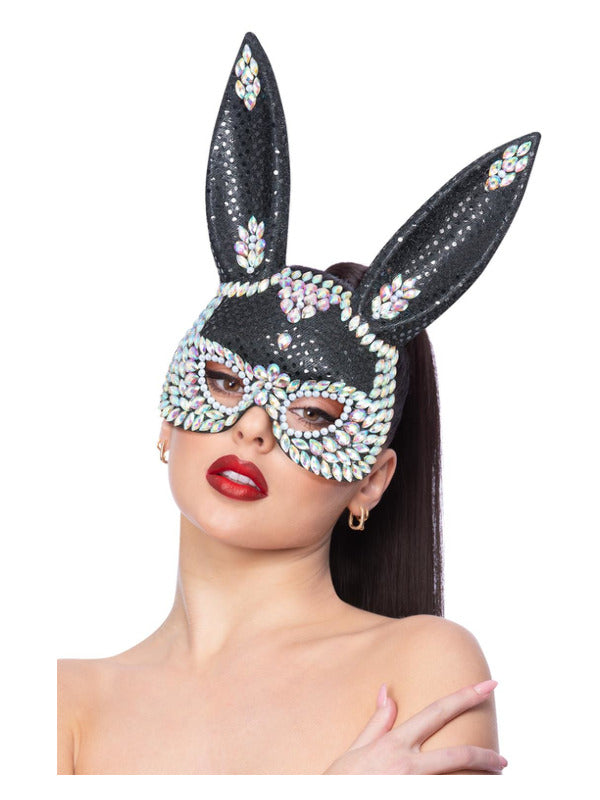 Fever Black Jewel Sequin Rabbit Mask Dress Loud