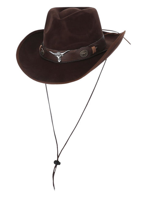 Brown Mock Leather Western Cowboy Hat Dress Loud