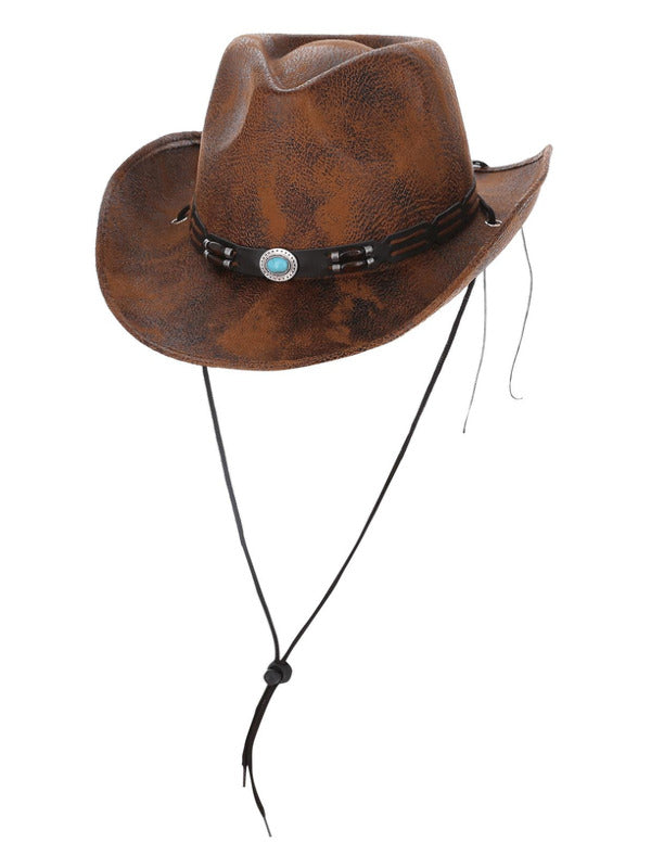 Tan Leather Look Western Cowboy Hat Dress Loud