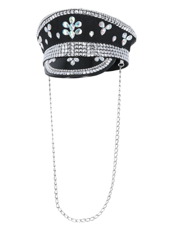 Fever Deluxe Sequin Studded Captains Hat, Black Dress Loud