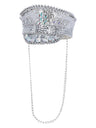 Fever Deluxe Sequin Studded Captains Hat, Silver
