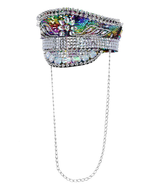 Fever Deluxe Sequin Studded Captains Hat, Rainbow Dress Loud