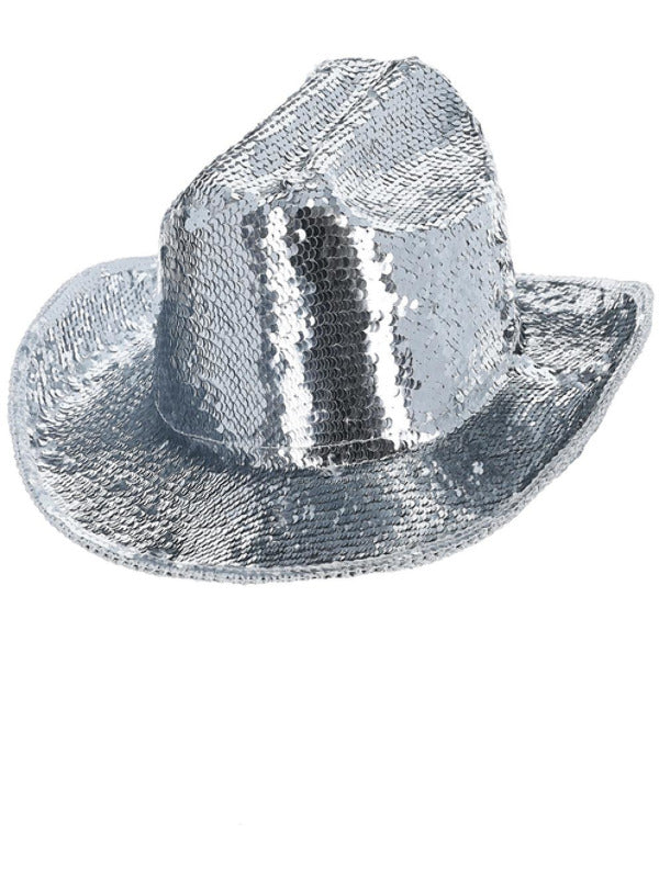 Fever Deluxe Sequin Cowboy Hat, Silver Dress Loud