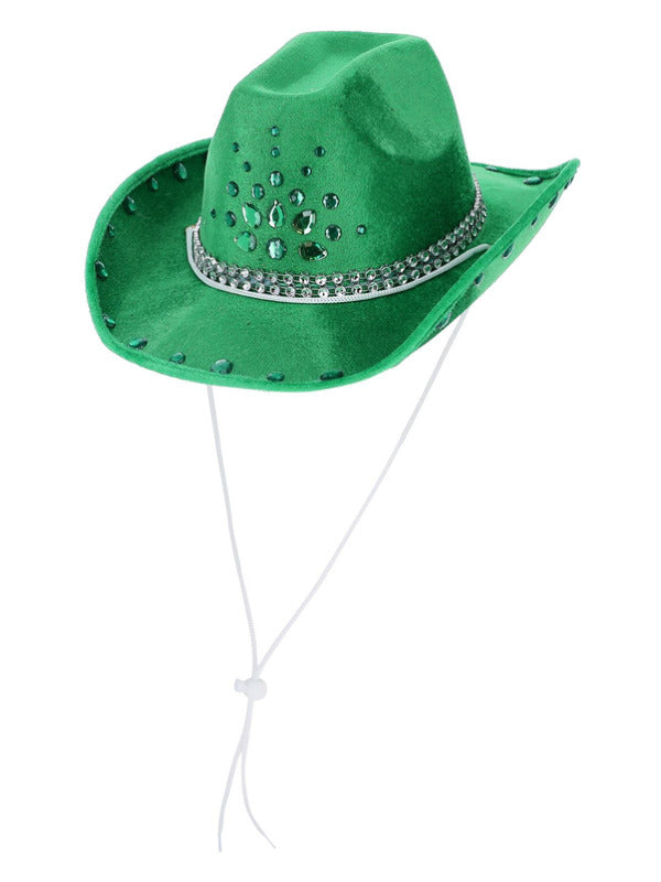 Green Rhinestone Cowboy Hat Dress Loud