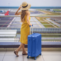 20-inch ABS Hard Shell Suitcase with Diamond Pattern - Navy Blue Dress Loud