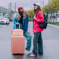 4-Piece Luggage Set with 2-Piece Handbag & 8-Piece Toiletry Kit – Rose Gold PP Suitcase + Beige Travel Accessories Dress Loud