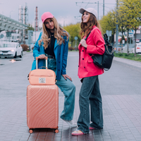 4-Piece Luggage Set with 2-Piece Handbag & 8-Piece Toiletry Kit – Rose Gold PP Suitcase + Beige Travel Accessories Dress Loud
