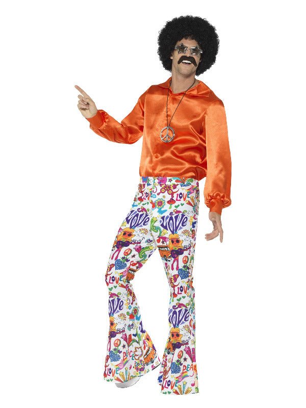 60s Groovy Flared Trousers, Mens, Multi-Coloured Dress Loud