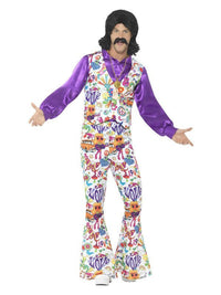 60s Groovy Hippie Costume, Multi-Coloured Dress Loud