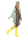 60s Hippie Chick Costume, with Dress, Multi-Colour