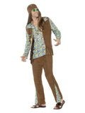 60s Hippie Costume, with Trousers, Top, Waistcoat, Dress Loud