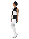 60s Party Girl Costume, Black & White Dress Loud