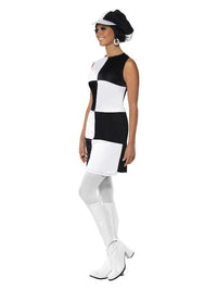 60s Party Girl Costume, Black & White Dress Loud
