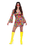 60s Rainbow Peace Hippie Costume Dress Loud