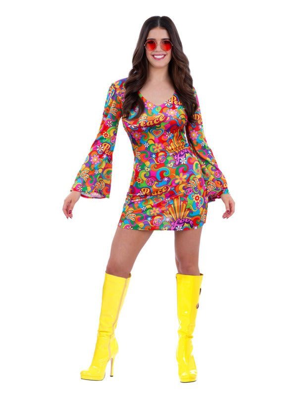 60s Rainbow Peace Hippie Costume Dress Loud