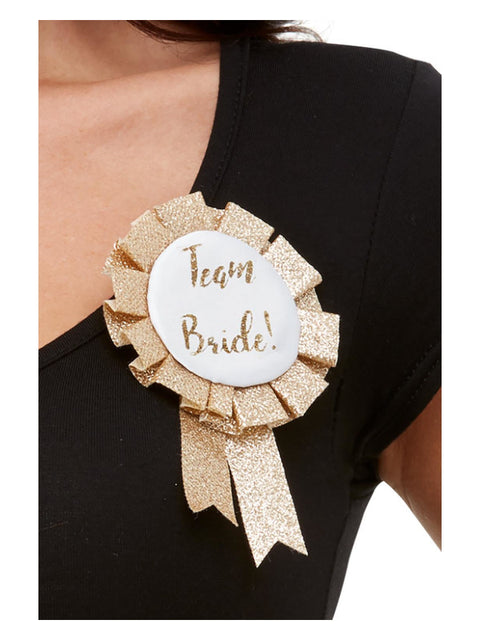 Team Bride Rosette, Rose Gold Dress Loud