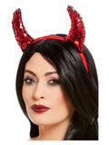 Reversible Sequin Devil Horns, Red Dress Loud