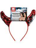 Reversible Sequin Devil Horns, Red Dress Loud