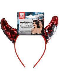 Reversible Sequin Devil Horns, Red Dress Loud