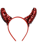 Reversible Sequin Devil Horns, Red Dress Loud