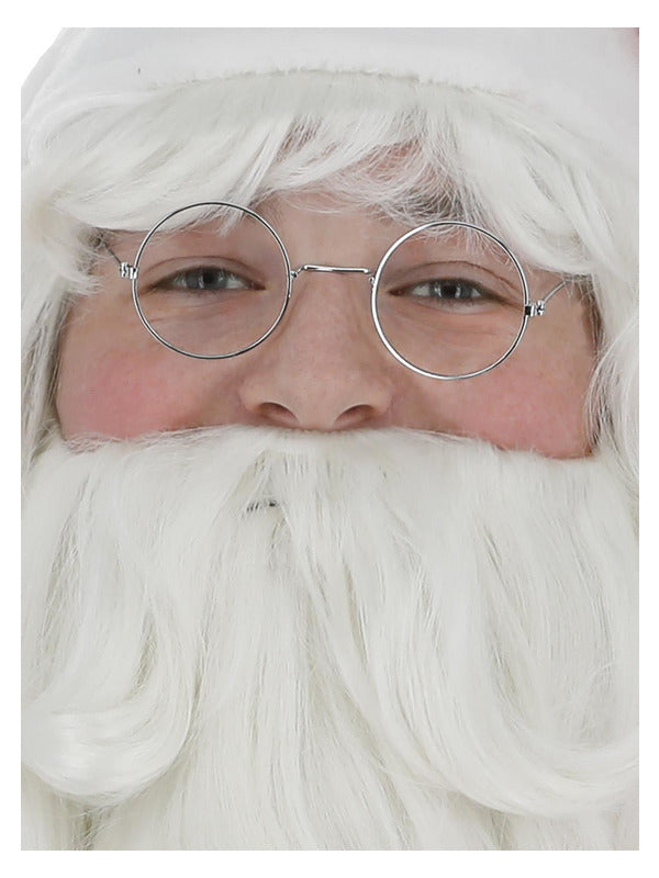 Wire Framed Santa Specs, Silver Dress Loud