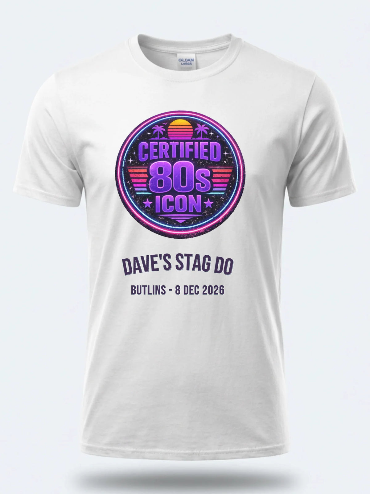 Personalised Ultimate '80s Big Weekender Tee | Custom Certified 80s Icon Event Shirt Dress Loud