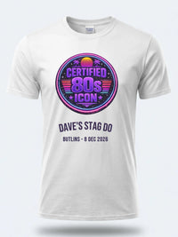 Personalised Ultimate '80s Big Weekender Tee | Custom Certified 80s Icon Event Shirt Dress Loud