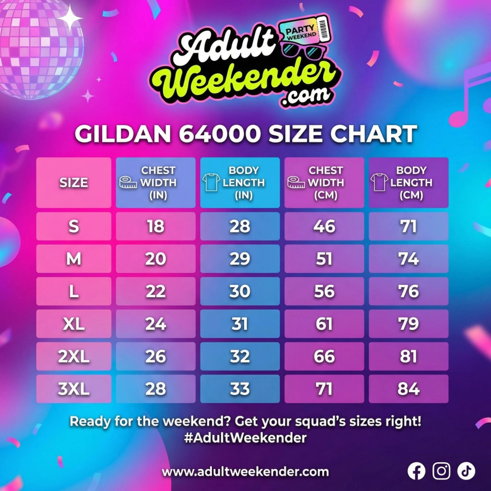 SIZE CHART GILDAN 64000